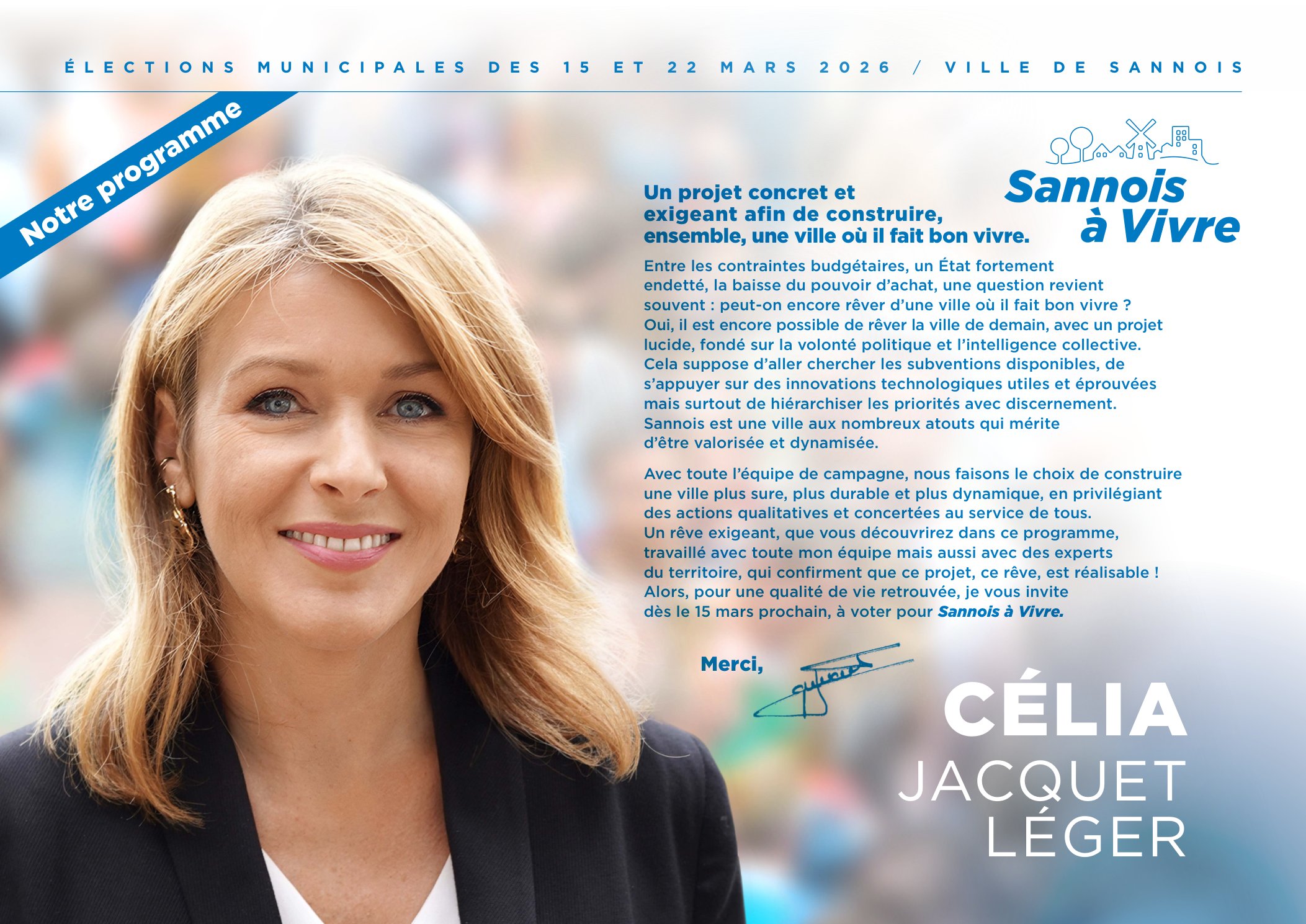Programme municipal 2026 – Célia Jacquet Léger – Sannois à Vivre (programme réaliste)